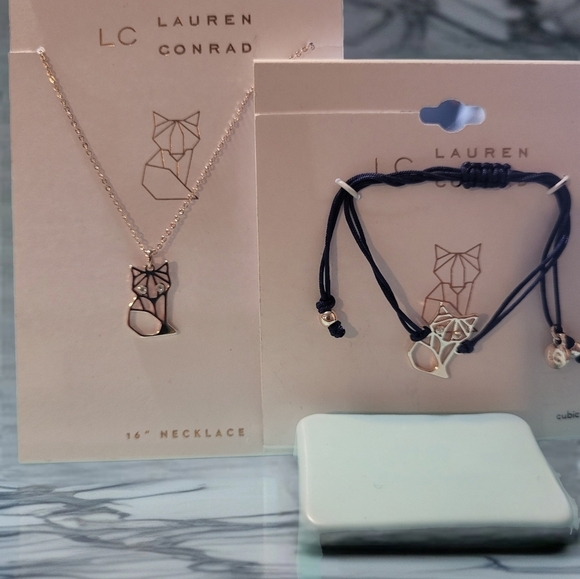 Jewelry - Lauren Conrad Gold and Black Necklace and Bracelet Set